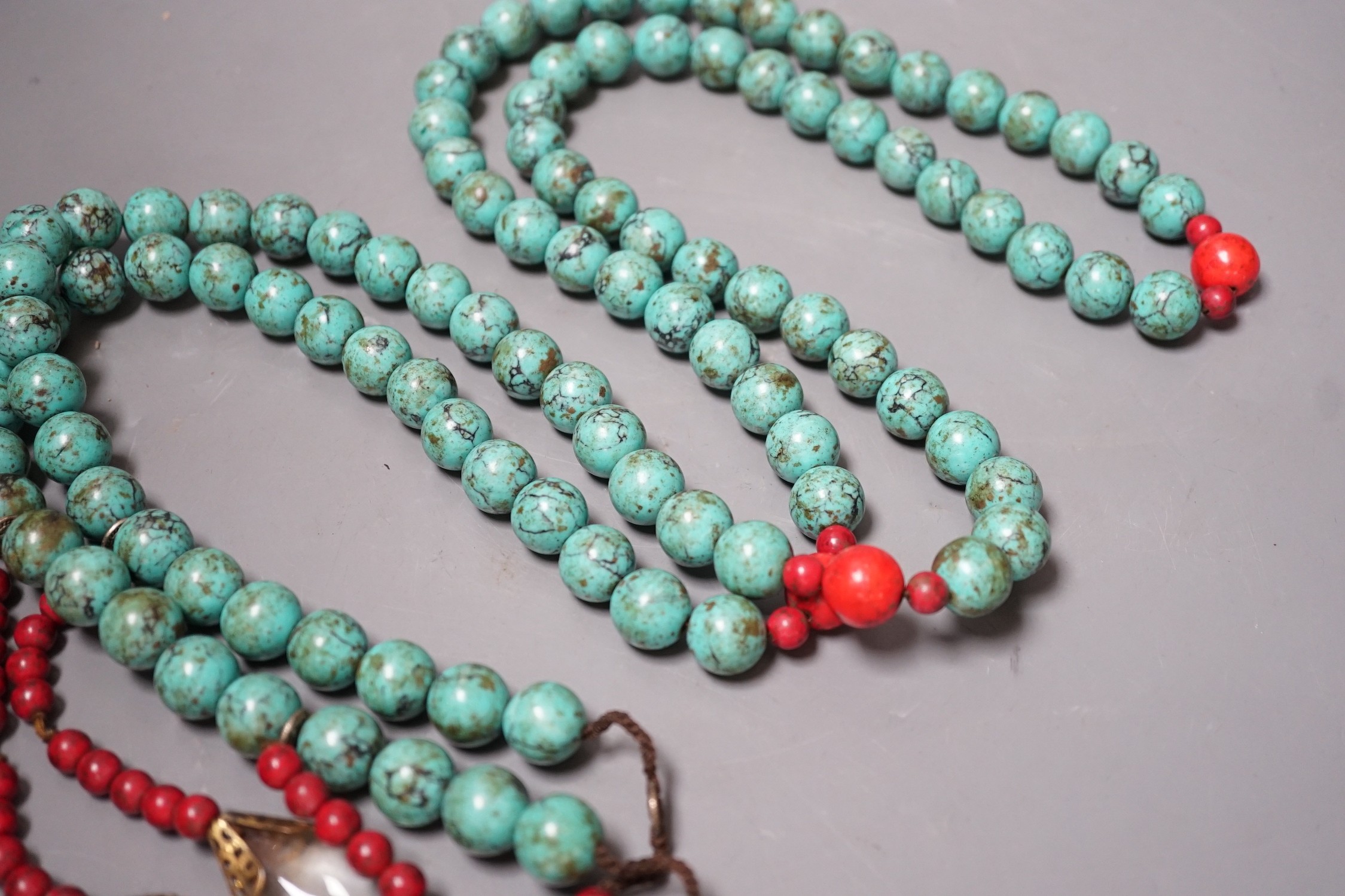 A Chinese turquoise mandarin court style necklace